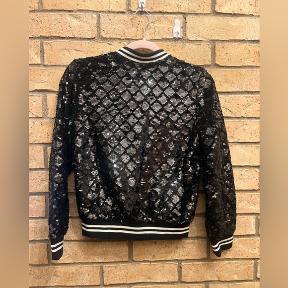 Urban Republic Girls Black Sequin Bomber Jacket - Picture 2 of 5